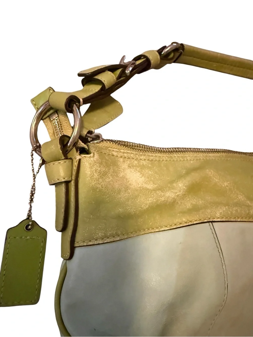 COACH Laura two-Tone green Leather Hobo Shoulder Bag